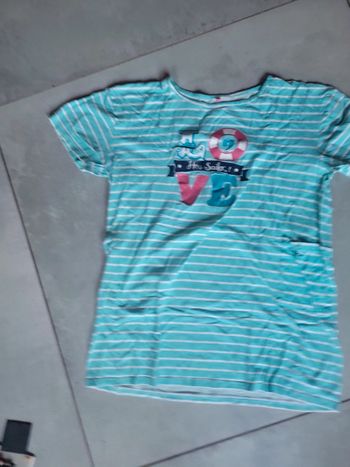 T shirt taille 42 44 large  femme message love rayures