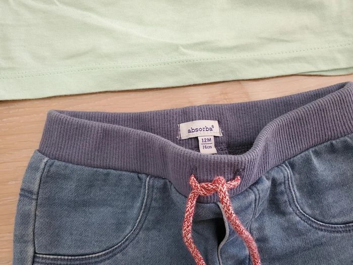 Ensemble Tee-shirt et short en jean taille 12 mois - photo numéro 5