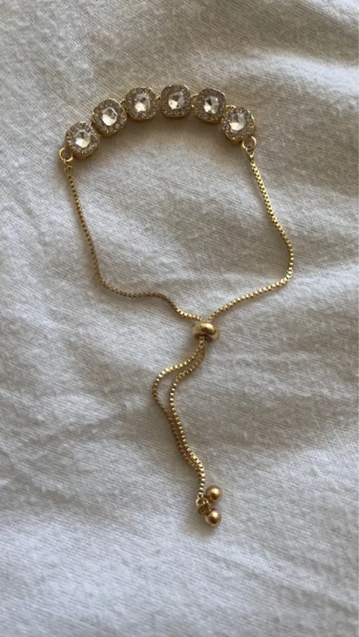 Bracelet plaqué or avec strass - photo numéro 4