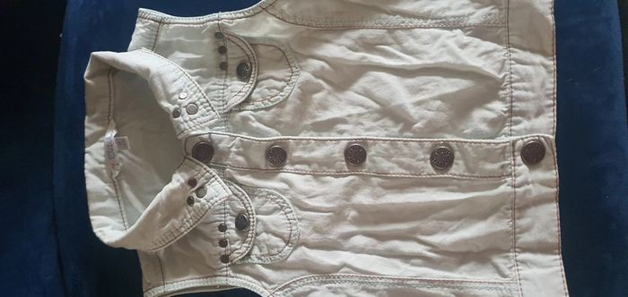 Chemise sans manches jean blanche 9 mois - photo numéro 3