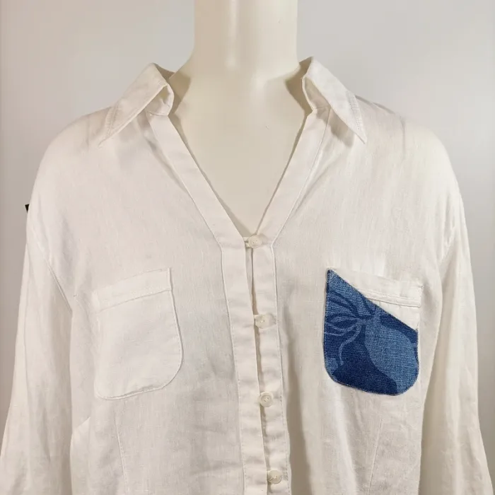 Chemise blanche oversize à détails jean - Pièce unique faite main Gerry Weber A640 - photo numéro 5