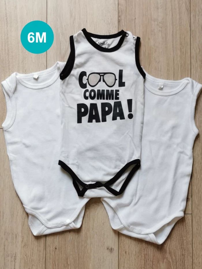 Lot 3 bodies débardeur cool 6 mois