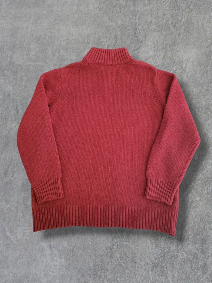 Pull en laine quart zip Fred Perry rouge logo brodé - M - photo numéro 2