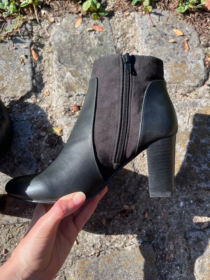 Bottines noires brides à talon taille 37/38 talons à 8 cm - neuves - photo numéro 5