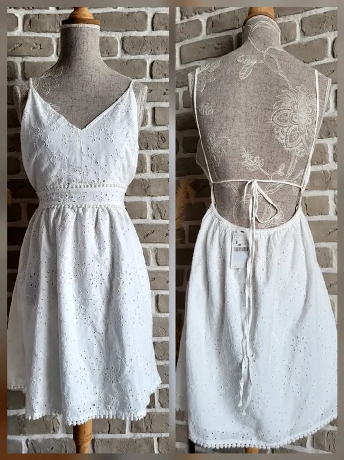 Robe romantique broderies anglaises et magnifique dos nu Pimkie - Neuve avec étiquette
