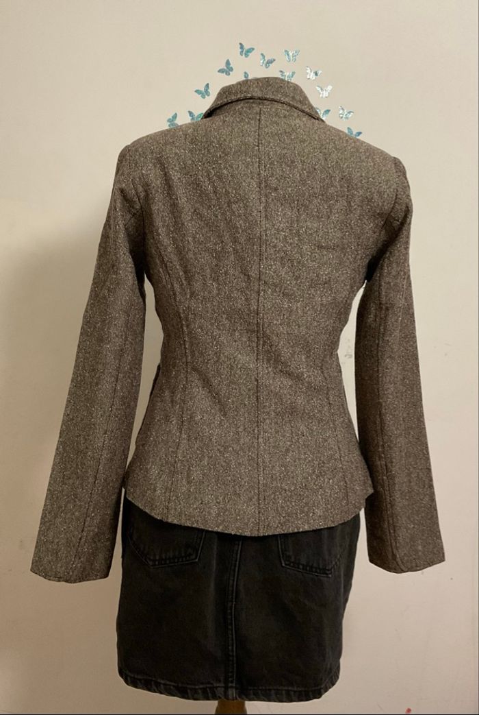 H&M – Blazer femme – Marron chaud effet tweed – Taille 38 – Style classique - photo numéro 6