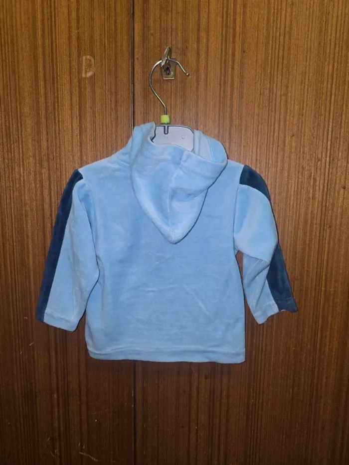 Veste à capuche bébé bleu – motif basket - photo numéro 2