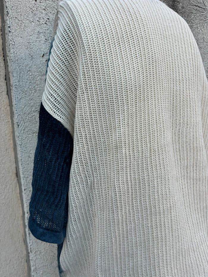 Tee-shirt en maille Zara beige et bleu – Taille XL - photo numéro 4