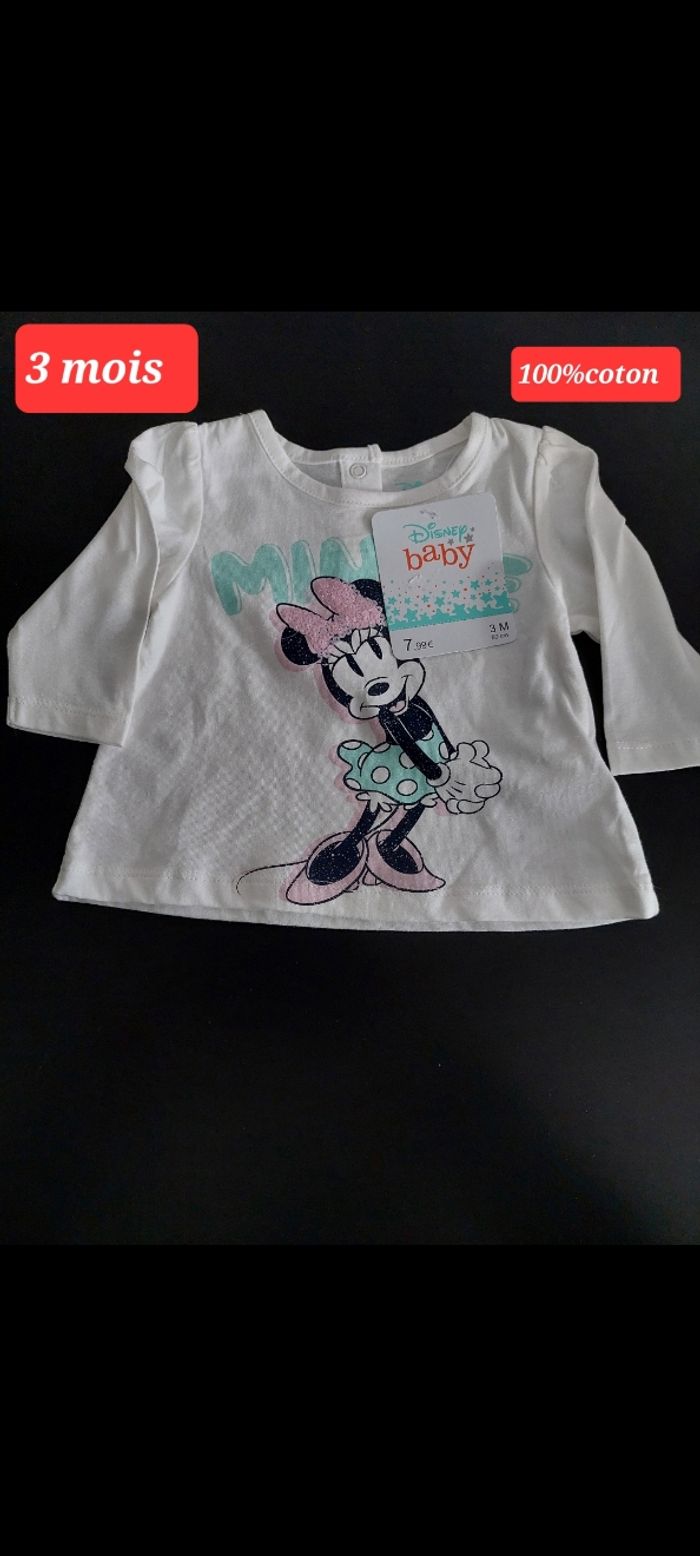 T-shirt Minnie fille 3 mois - photo numéro 1