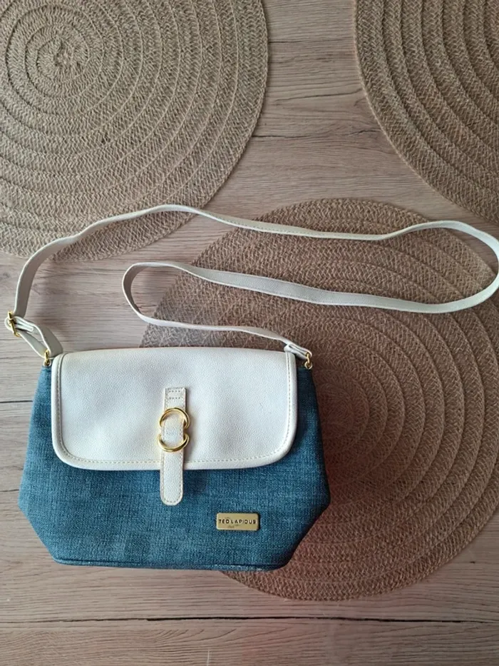 Sac bandoulière Ted Lapidus bleu/gris et blanc cassé - photo numéro 12