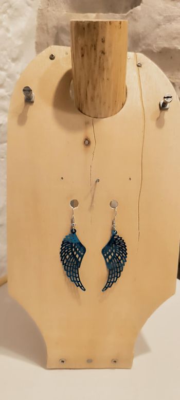boucles d'oreilles fantaisie n52 ailes d'anges bleues