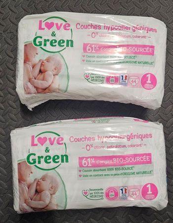 2 paquets de couches love and green taille 1