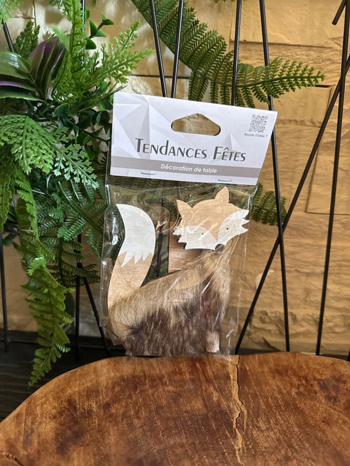 Décoration de table en bois - Motif Renard