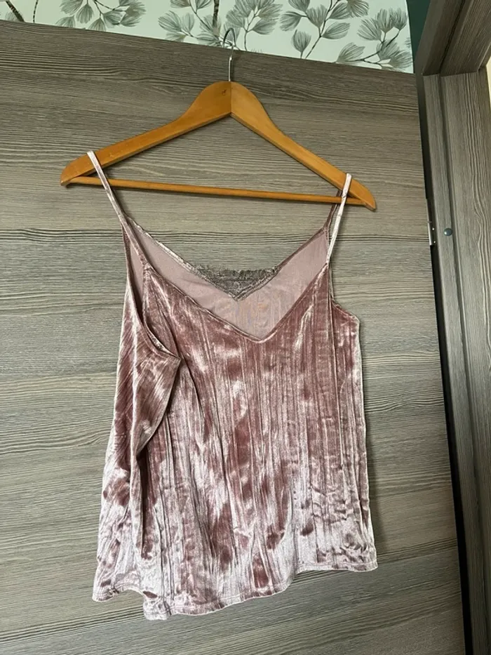 Débardeur stradivarius vieux rose L effet velours - photo numéro 3