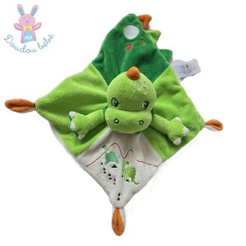 Doudou plat Dinosaure vert blanc orange NICOTOY SIMBA