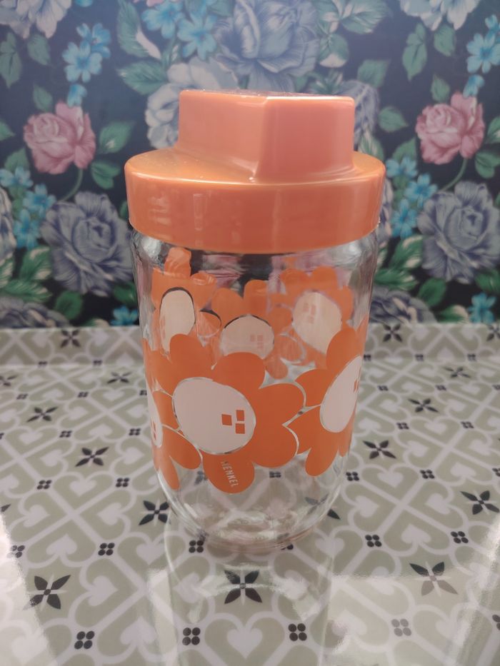 Pot/Bocal henkel fleurs oranges vintage années 70