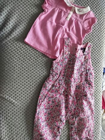 Ensemble fleuri salopette et polo en 6 mois neuf sergent major