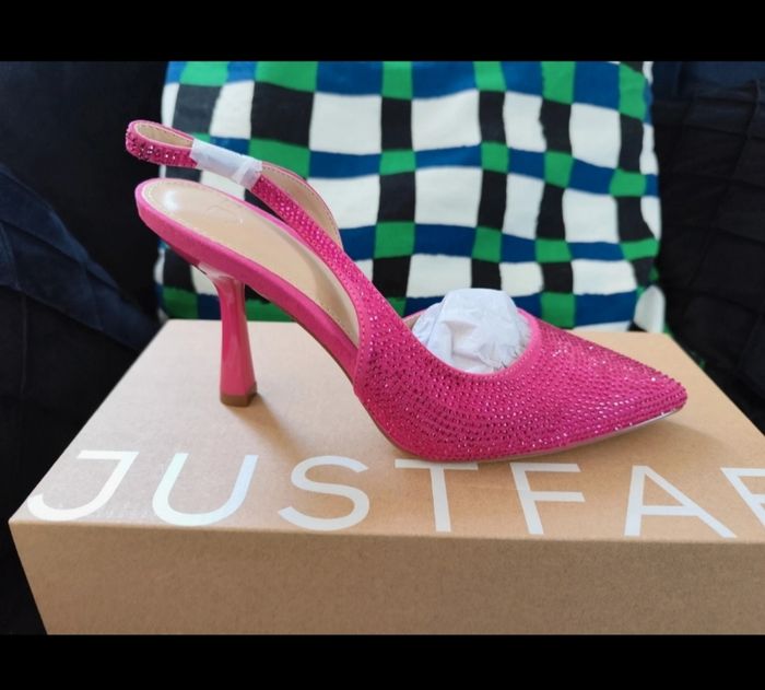 Chaussures de soirée chic à talons fuchsia avec strass - photo numéro 2