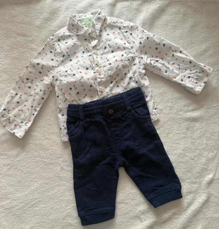 Ensemble chemise 3 mois Mes petits cailloux