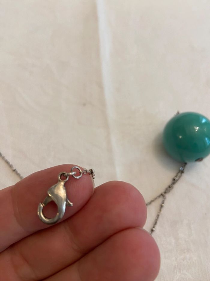 Sautoir argenté pendentif boule verte Cyrillus - photo numéro 7