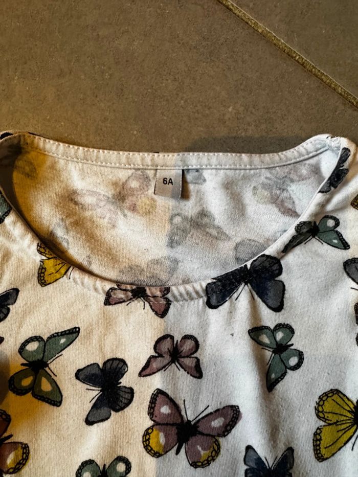 T shirt manches longues avec froufrous - Papillons - Blanc - 6 ans - photo numéro 2