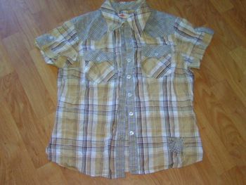 Chemisette LEE COOPER carreaux marrons clairs et blancs taille 38 TBE