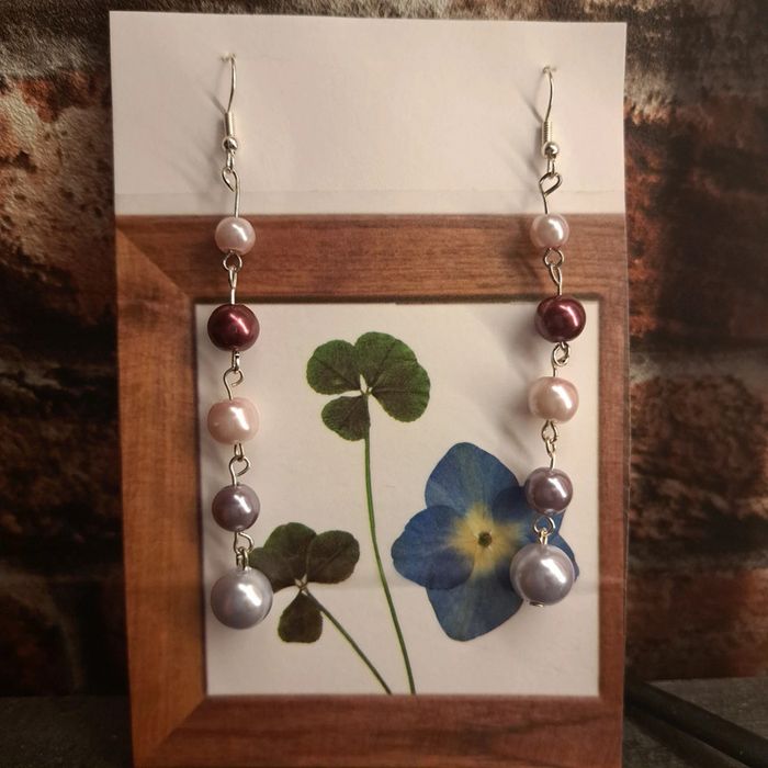 Boucles d'oreilles pendante perles nacré - photo numéro 5