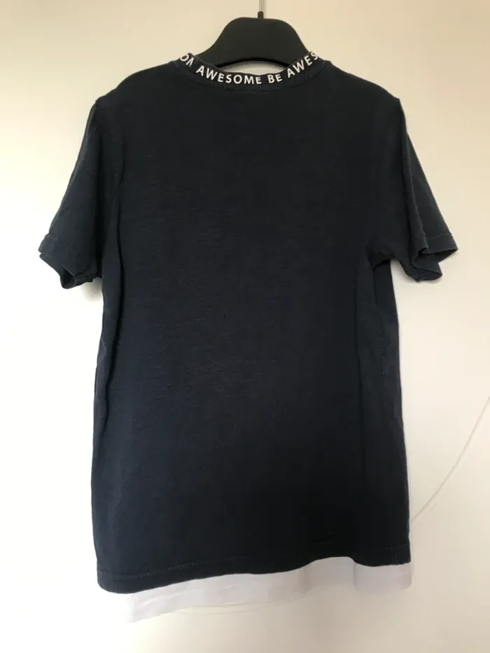 tshirt bleu et blanc zeeman garçon 9-10 ans 134-140 cm - photo numéro 5