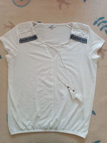 T-shirt blanc la halle dentelle M