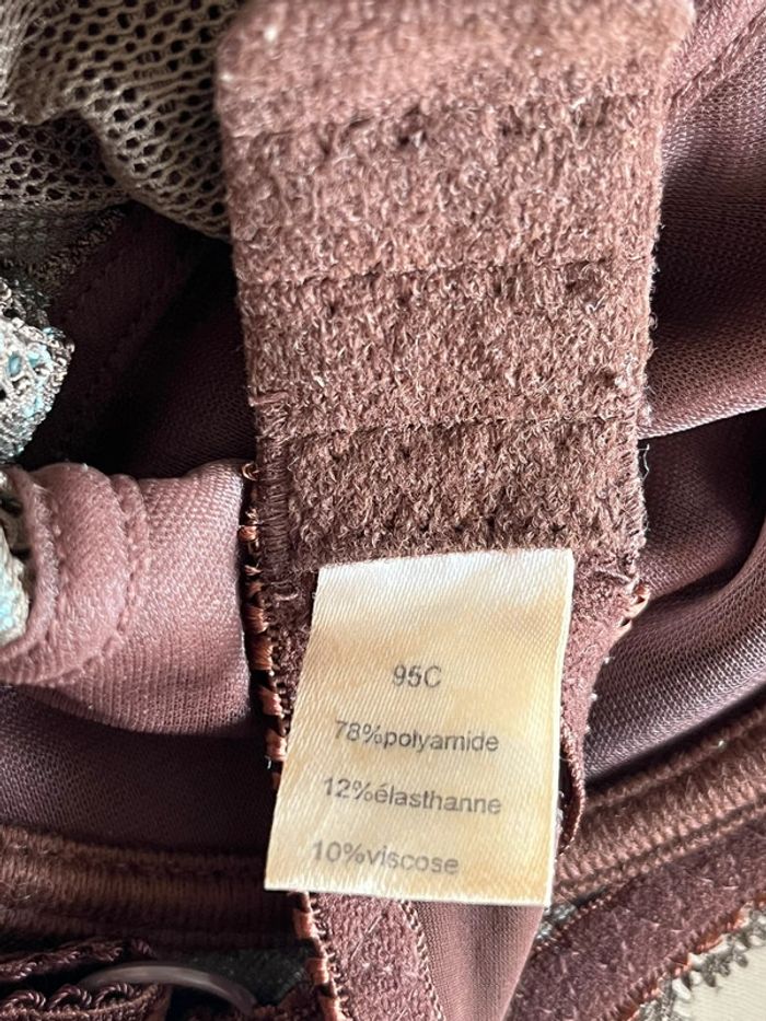 Ensemble lingerie 3 pièces chocolat turquoise 46/48 95 C - photo numéro 8