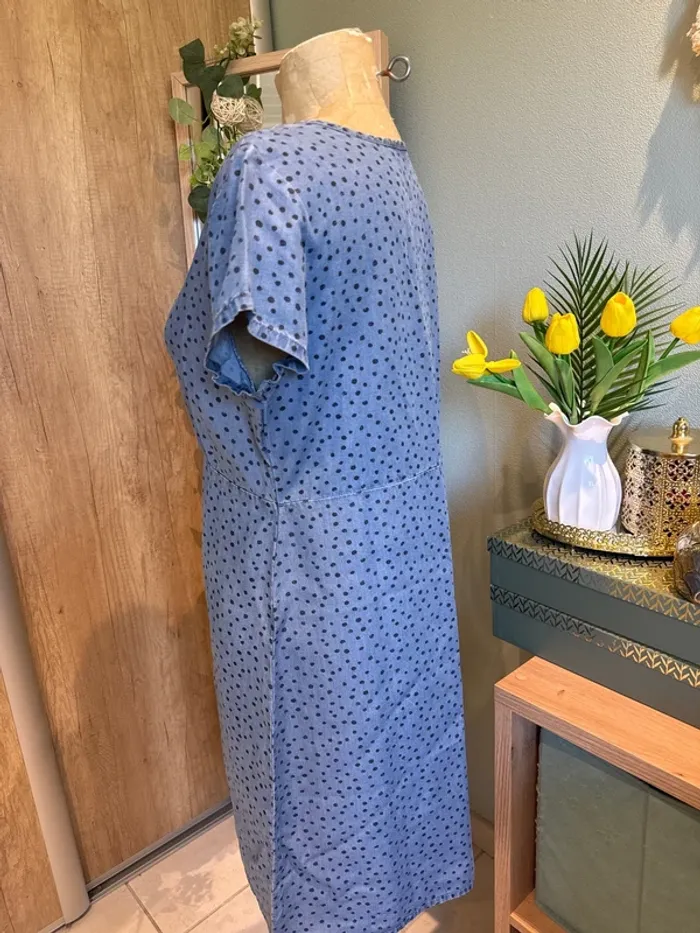 Jolie robe à pois en jean, léger, femme 38 - photo numéro 3