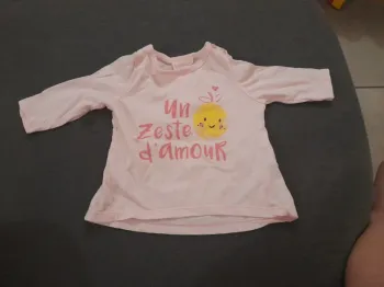 Tee shirt rose un zeste d'amour kimadi 3 mois