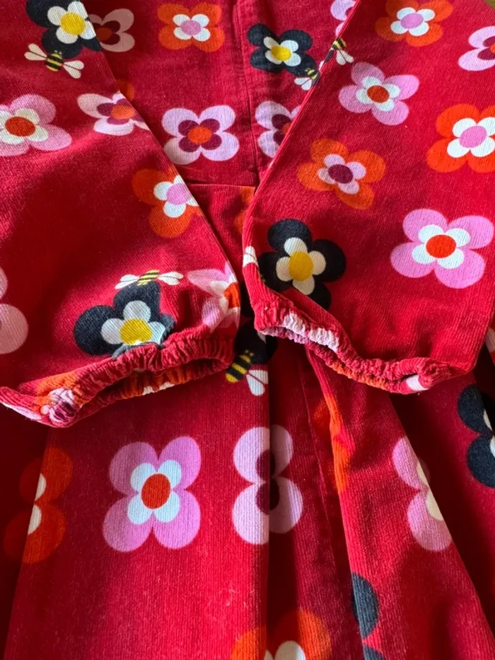 Robe ML en velours rouge avec fleurs - Taille 4 Ans - photo numéro 13