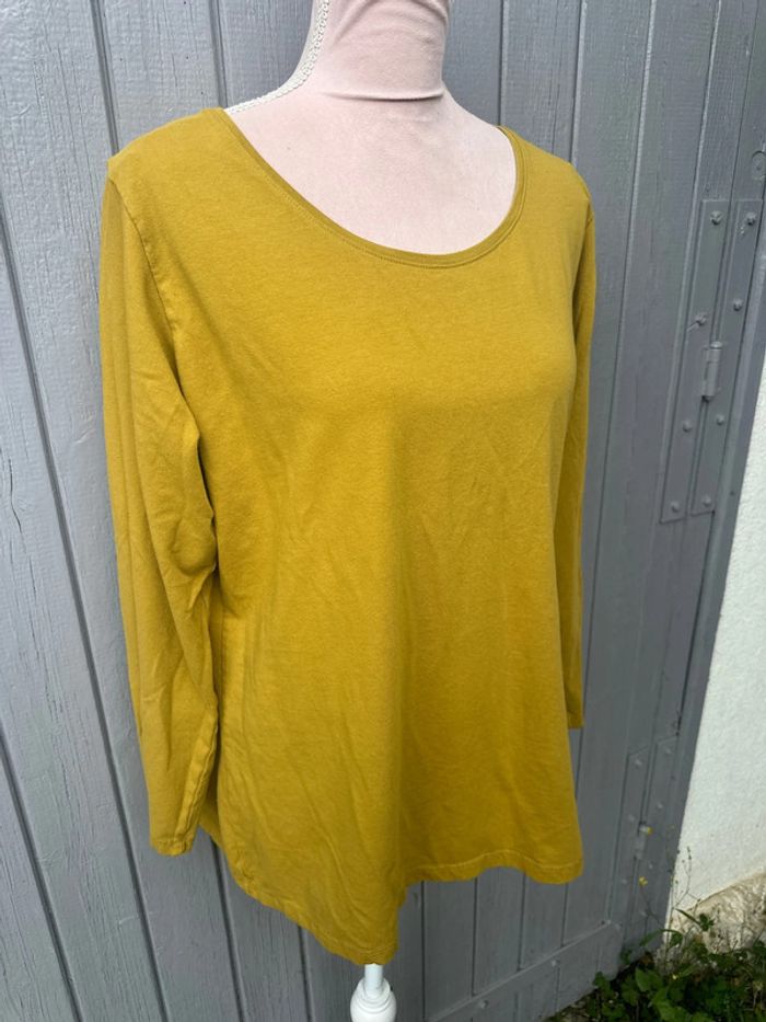 T-shirt manches longues basic jaune moutarde 50/5XL - photo numéro 2