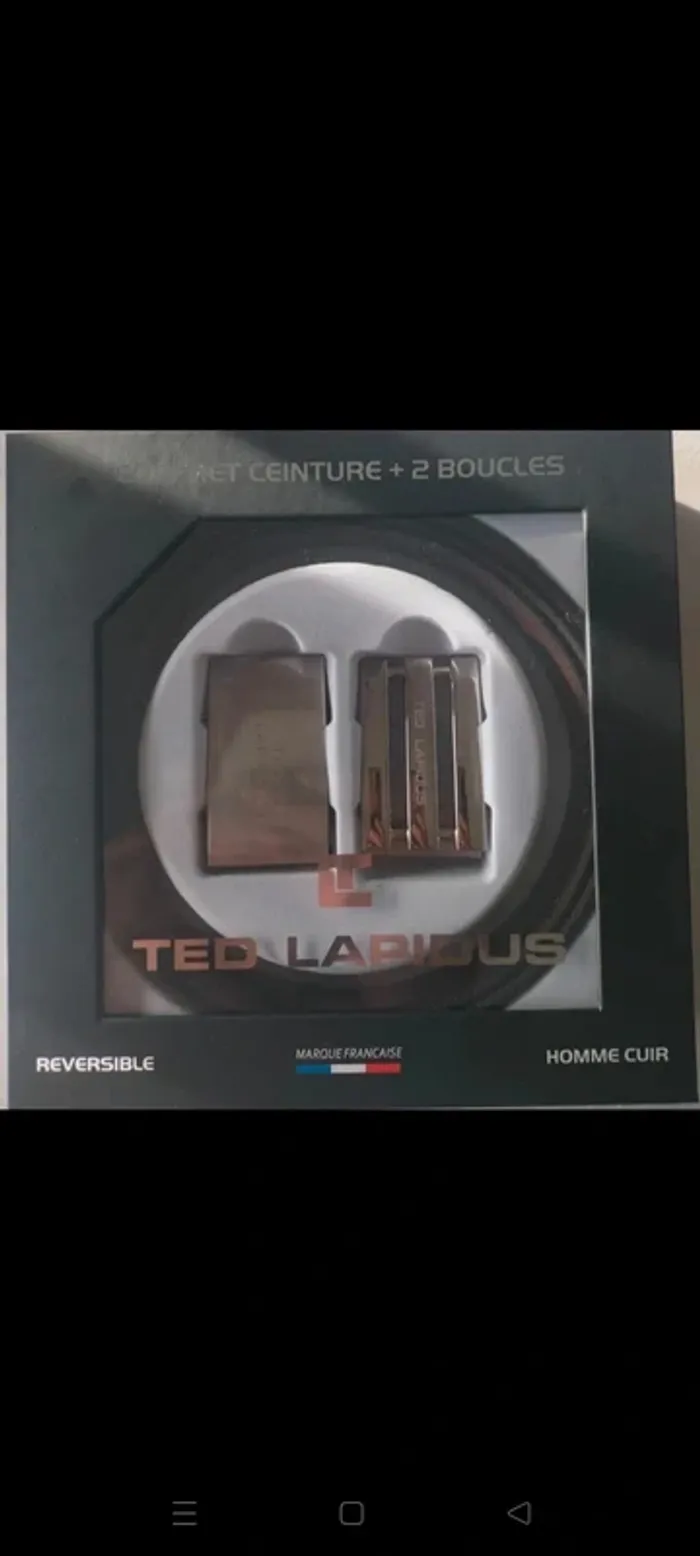 Ceinture homme en cuir noir et marron Ted lapidus