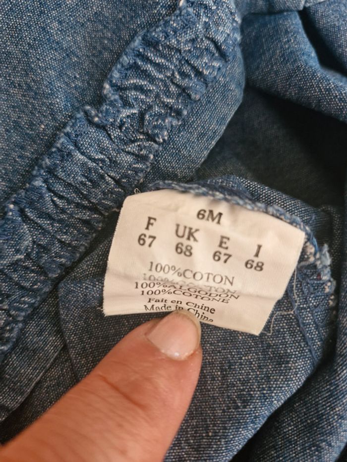 Robe zippée à bretelles bébé fille 6 mois In Extenso bleu coton - photo numéro 4