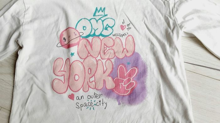 Vêtement fille tee-shirt manches longues blanc motif New York Tex 6 ans - photo numéro 2