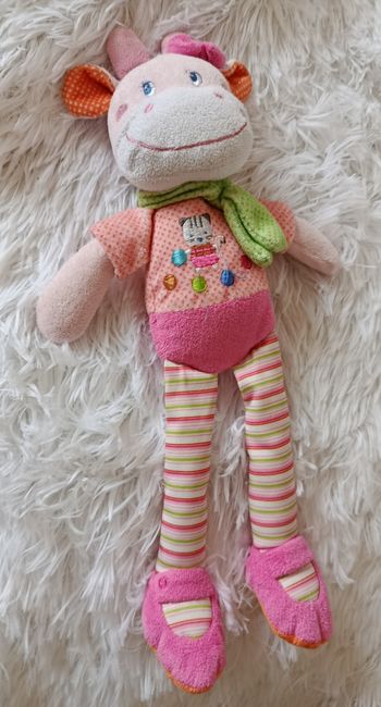 Doudou peluche vache rose - chat avec balles - Mots d enfants 