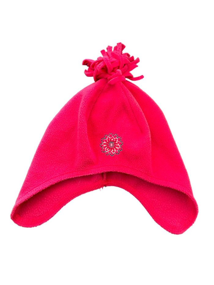 Bonnet rose en polaire avec pompon et cache-oreilles - Orchestra taille 1 (T1)