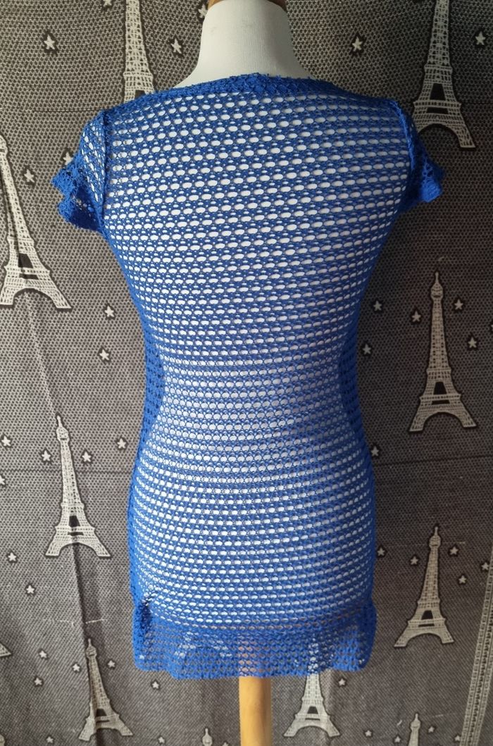 Robe d'été bleu ajouré taille 34-36 - photo numéro 4
