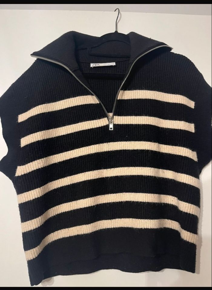 Pull camionneur rayé sans manche