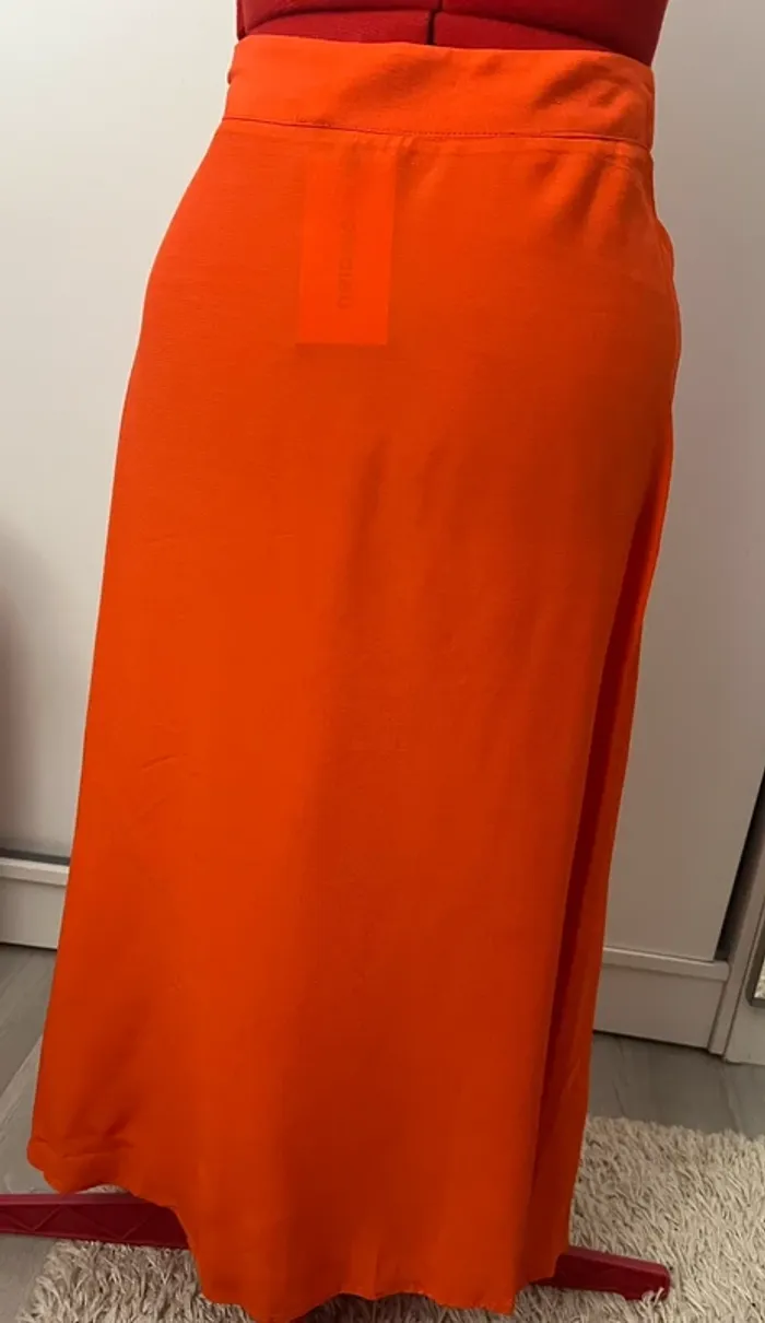 Jupe trapèze midi fluide orange Camaïeu - photo numéro 5