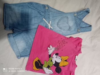 salopette jean + tee shirt de H&M  2 ans ref R478 C6