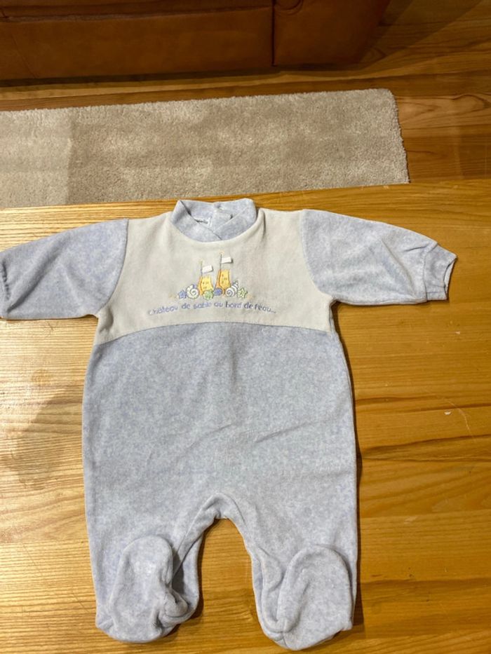 Grenouillère bleu chiné, Aubisou, 3 mois - photo numéro 2