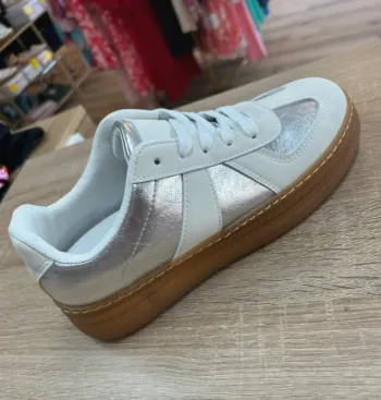 Tennis femme Basket femme taille 40 chaussures femme blanche et argent taille 40