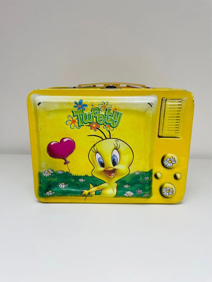 Valise métallique enfant Titi et gros miné jaune vert rose fleur ballon coeur - photo numéro 8