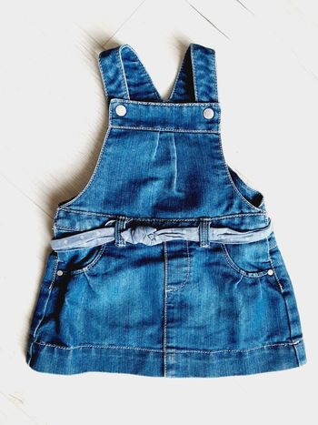 Vêtement bébé fille robe type salopette jean bleu Obaïbi 12 mois 1 an