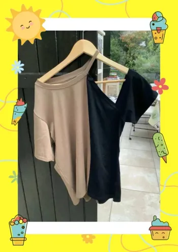 Tee-shirt à manche découpée avec chaine S 36