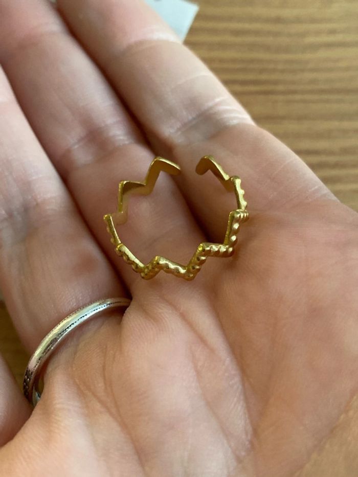 Bague en acier inoxydable dorée réglable - photo numéro 5