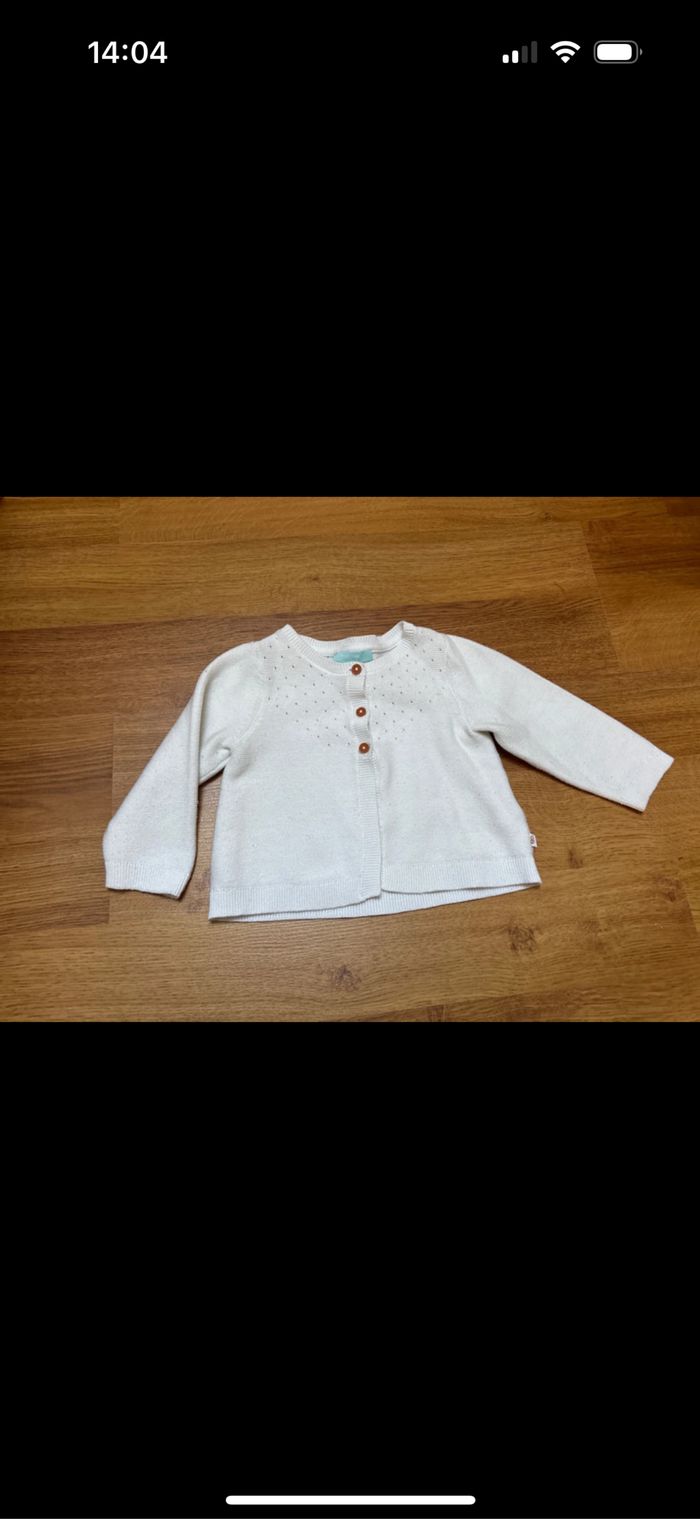 Gilet blanc bébé fille obaibi 12 mois